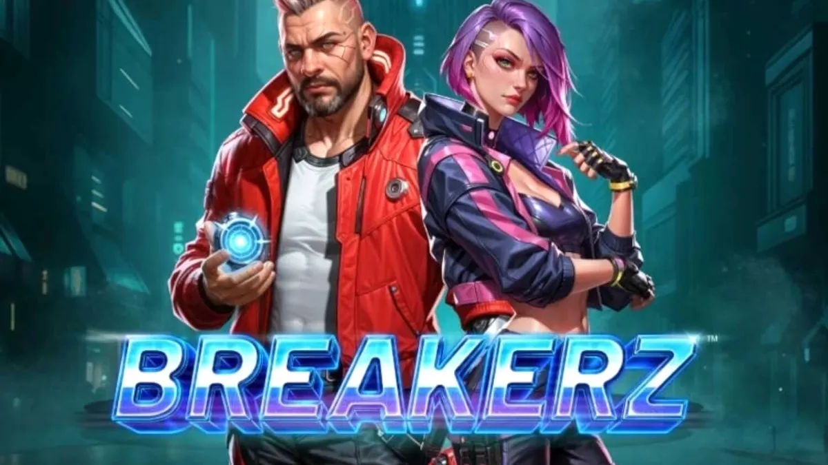 Interface futurista e neon do slot Breakerz da Betsoft