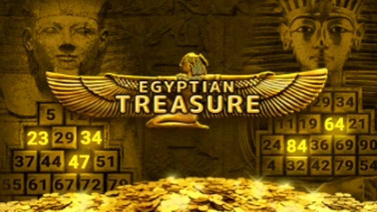 Interface do jogo Egyptian Treasure com temática egípcia